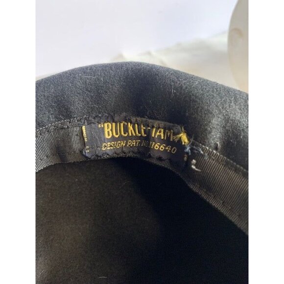 Vintage Womens Henry Pollak Buckle Iam Black wool hat 20 inch Adjustable - Picture 6 of 10